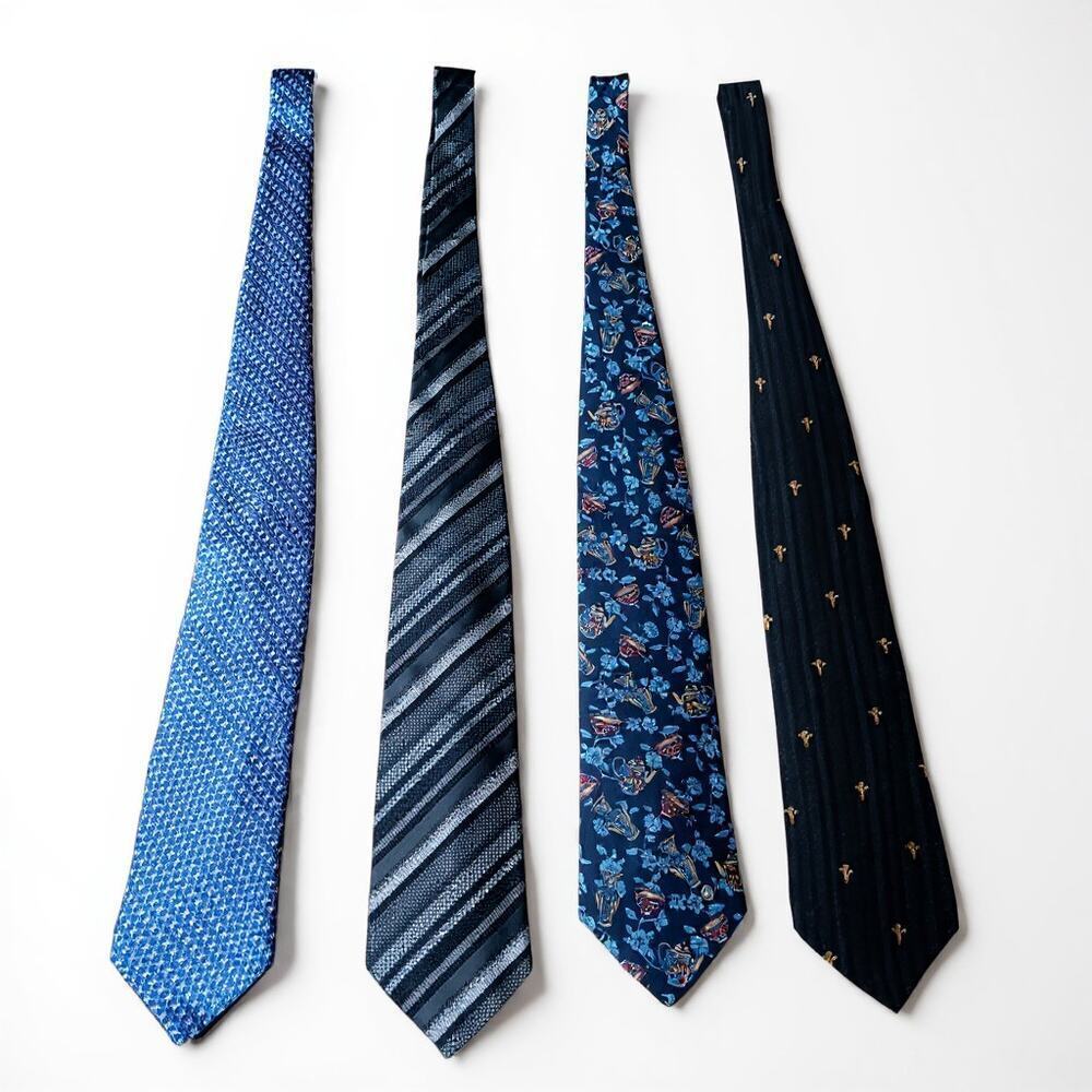 Dunhill Silk Tie Bundle 4 Luxury Designer Neckties 56 Inch Length